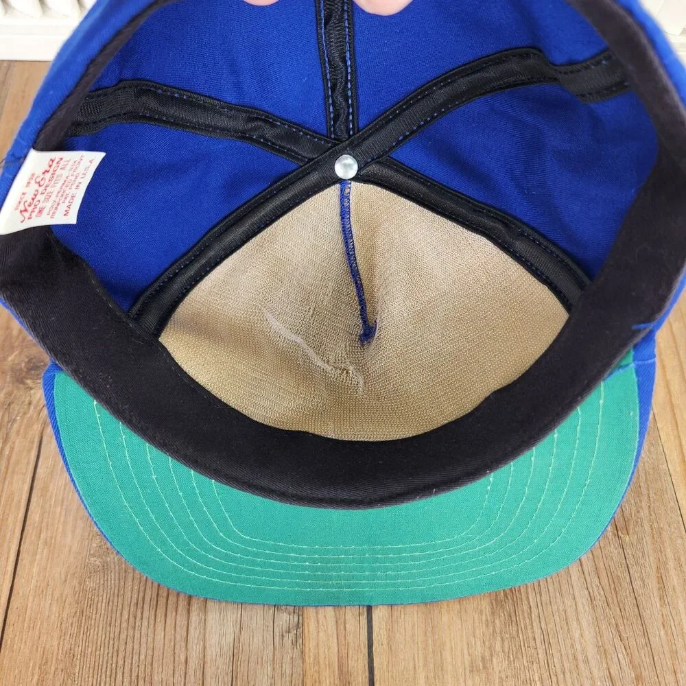 VINTAGE New Era Pro Design Made in USA Snapback Hat Royal Blue 5-Panel Plain Cap
